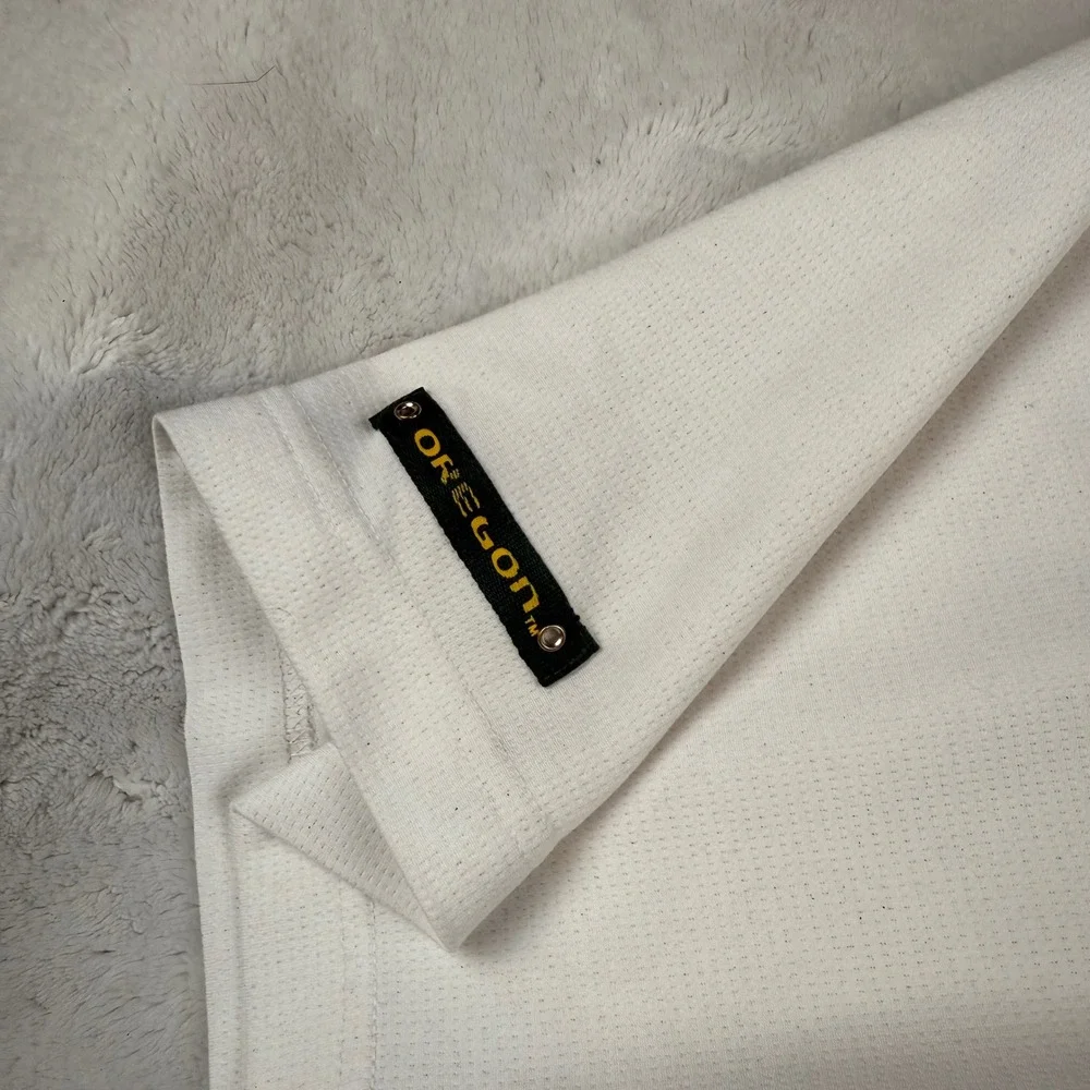 Nike Oregon Ducks Dri FIT Golf‎ Polo Shirt Mens Large White Green O Logo